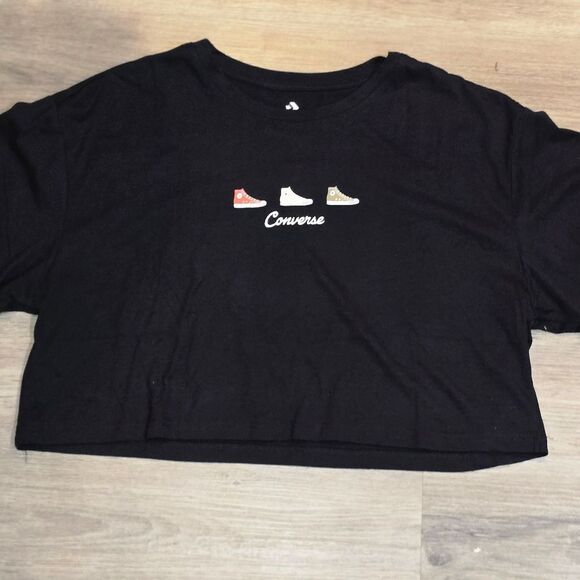 Converse Logo High Tops Graphic Crop T-Shirt - Picture 3 of 5